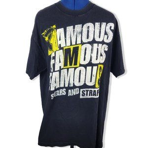 Vintage Famous Stars and Straps Black Yellow T Shirt Size large